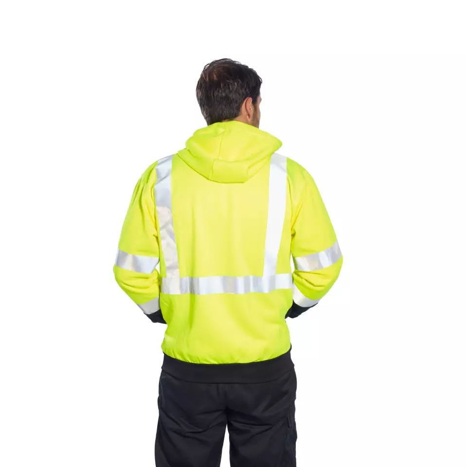 Portwest B315OBR, Hi-Vis Contrast Zipped Hoodie, Orange/Black, image 4, gallery thumbnail