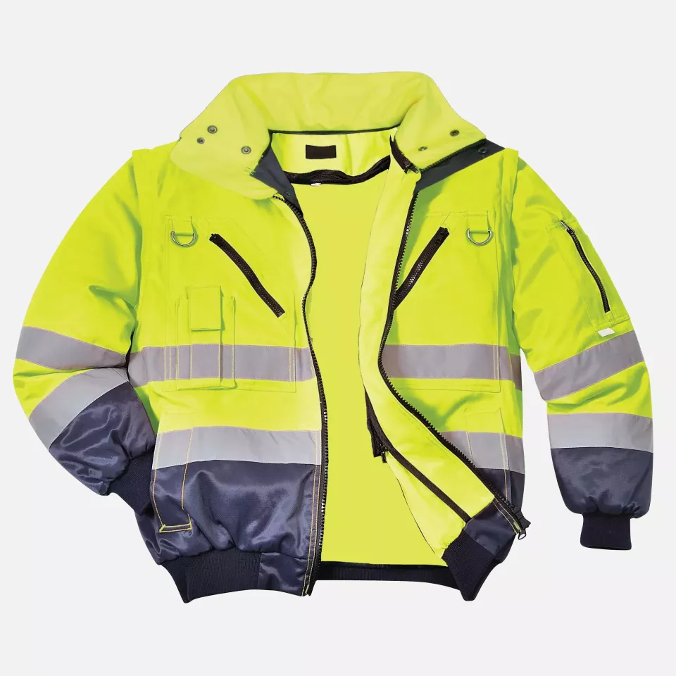 Portwest PJ50YNR, Hi-Vis 3-in-1 Contrast Pilot Jacket, Yellow/Navy, image 5, gallery thumbnail
