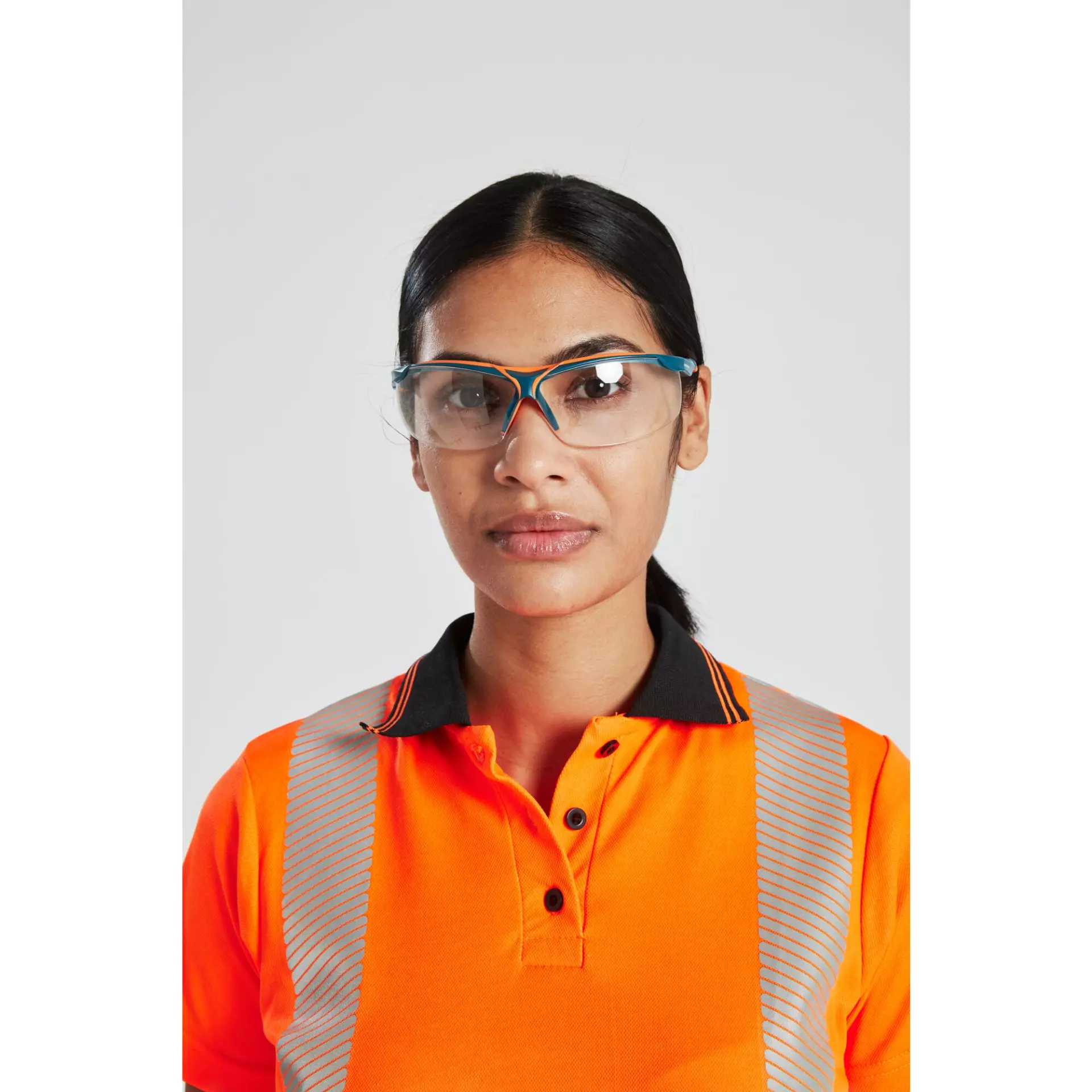 Portwest LW72OBR, Hi-Vis Women's Cotton Comfort Pro Polo Shirt S/S, Orange/Black, image 4