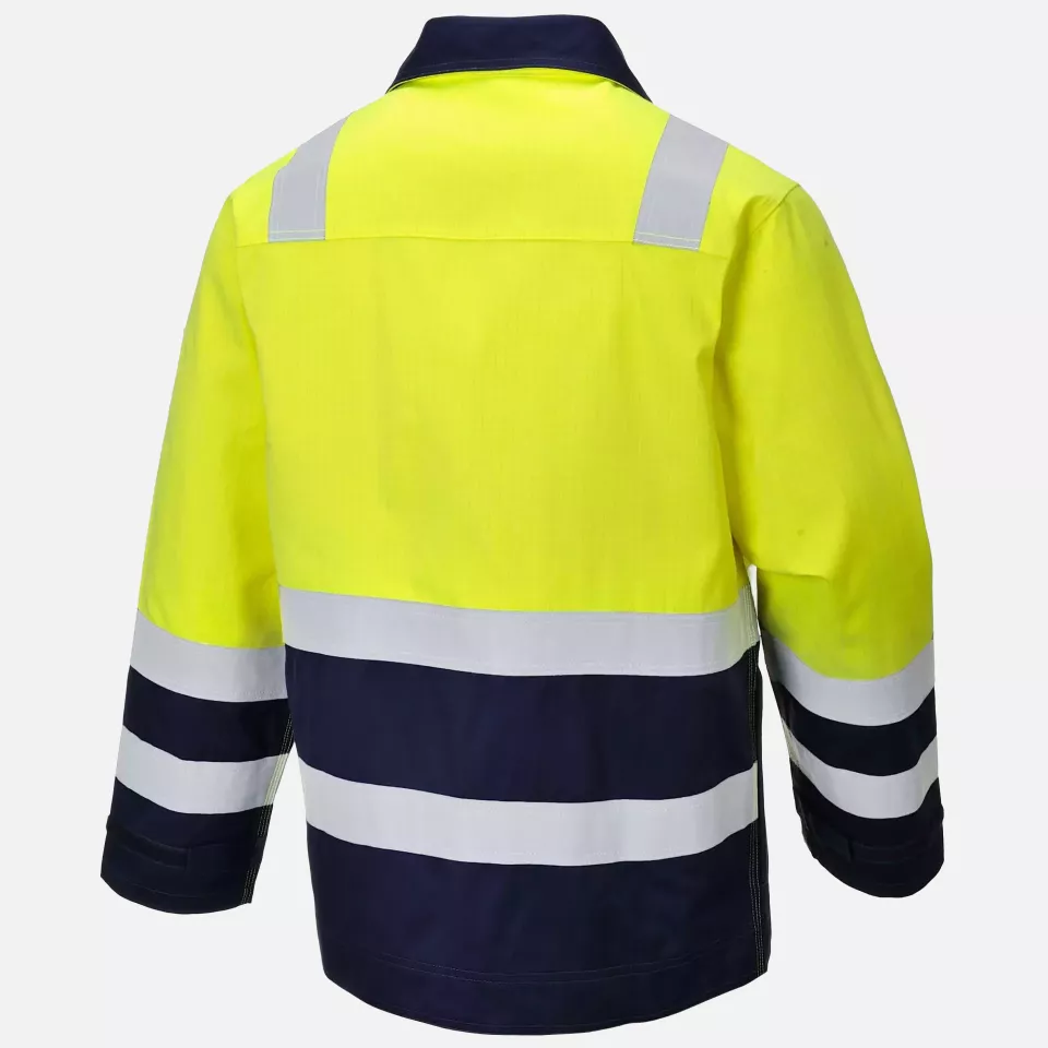 Portwest MV25YNR, Hi-Vis Modaflame Jacket, Yellow/Navy, image 2, gallery thumbnail