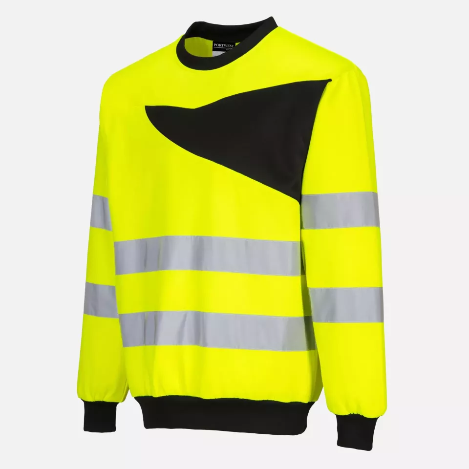 Portwest PW277YBR, PW2 Hi-Vis Sweatshirt, Yellow/Black, image 4, gallery thumbnail