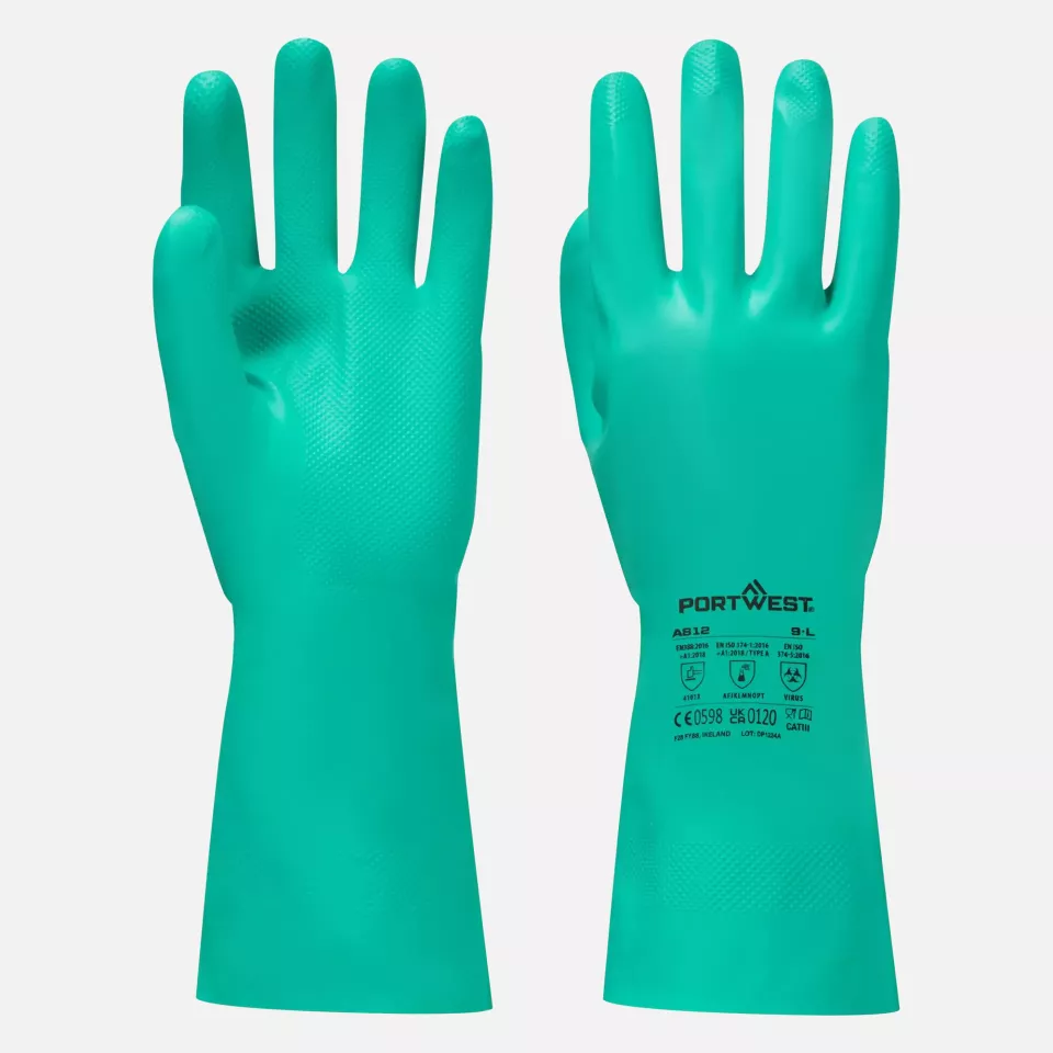 Portwest A812GNR, Nitrosafe Plus Chemical Gauntlet, Green, image 3, gallery thumbnail