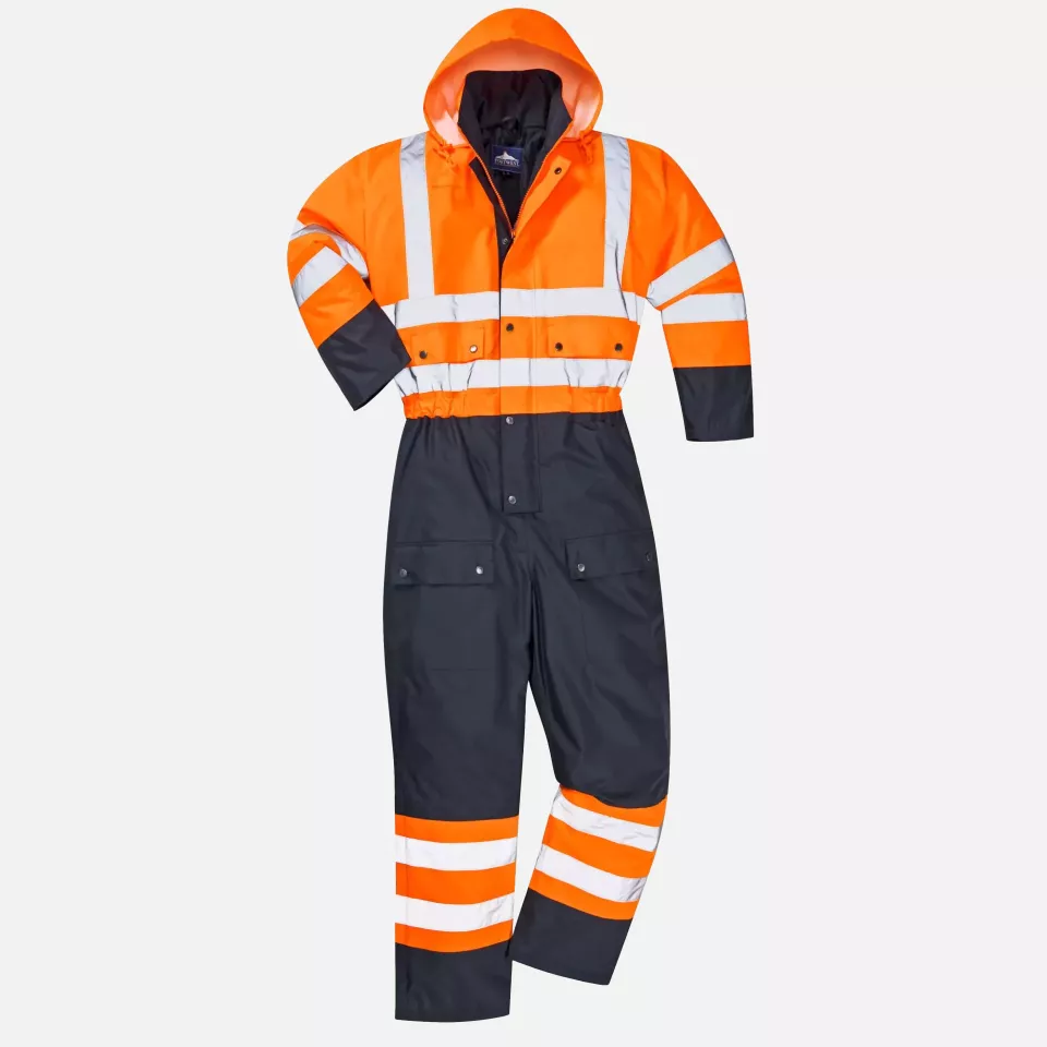 Portwest S485ONR, Hi-Vis Contrast Winter Coverall, Orange/Navy, image 2, gallery thumbnail