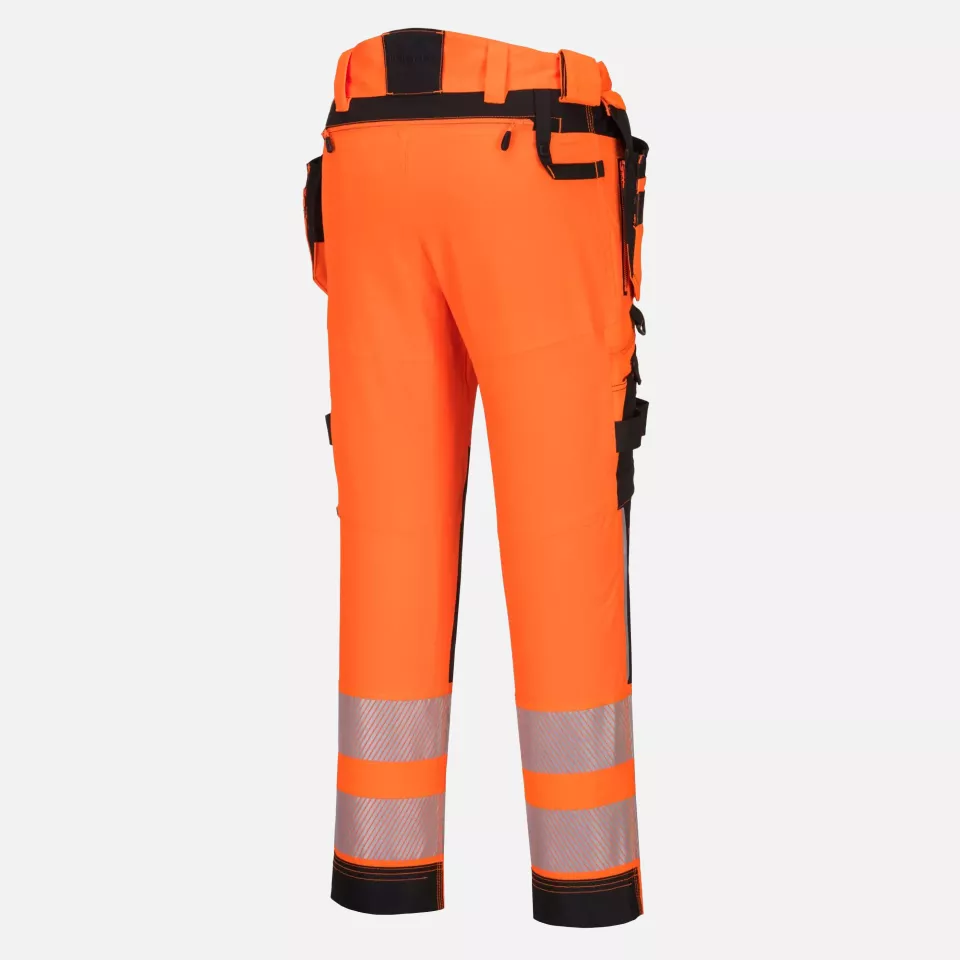 Portwest DX442OBR, DX4 Hi-Vis Detachable Holster Pocket Trousers, Orange/Black, image 4, gallery thumbnail