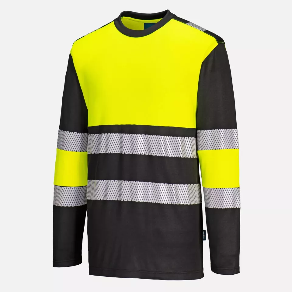 Portwest PW312YBR, PW3 Hi-Vis Cotton Comfort Class 1 T-Shirt L/S, Yellow/Black, image 3, gallery thumbnail