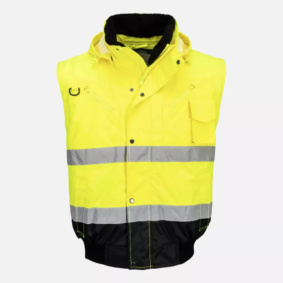 Portwest C465YBR, Hi-Vis 3-in-1 Contrast Bomber Jacket, Yellow/Black, image 5, gallery thumbnail