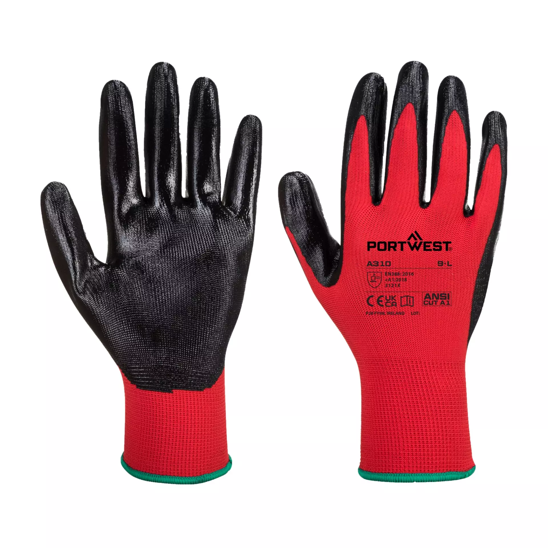 Portwest A310R8R, Flexo Grip Nitrile Glove, Red/Black, image 3