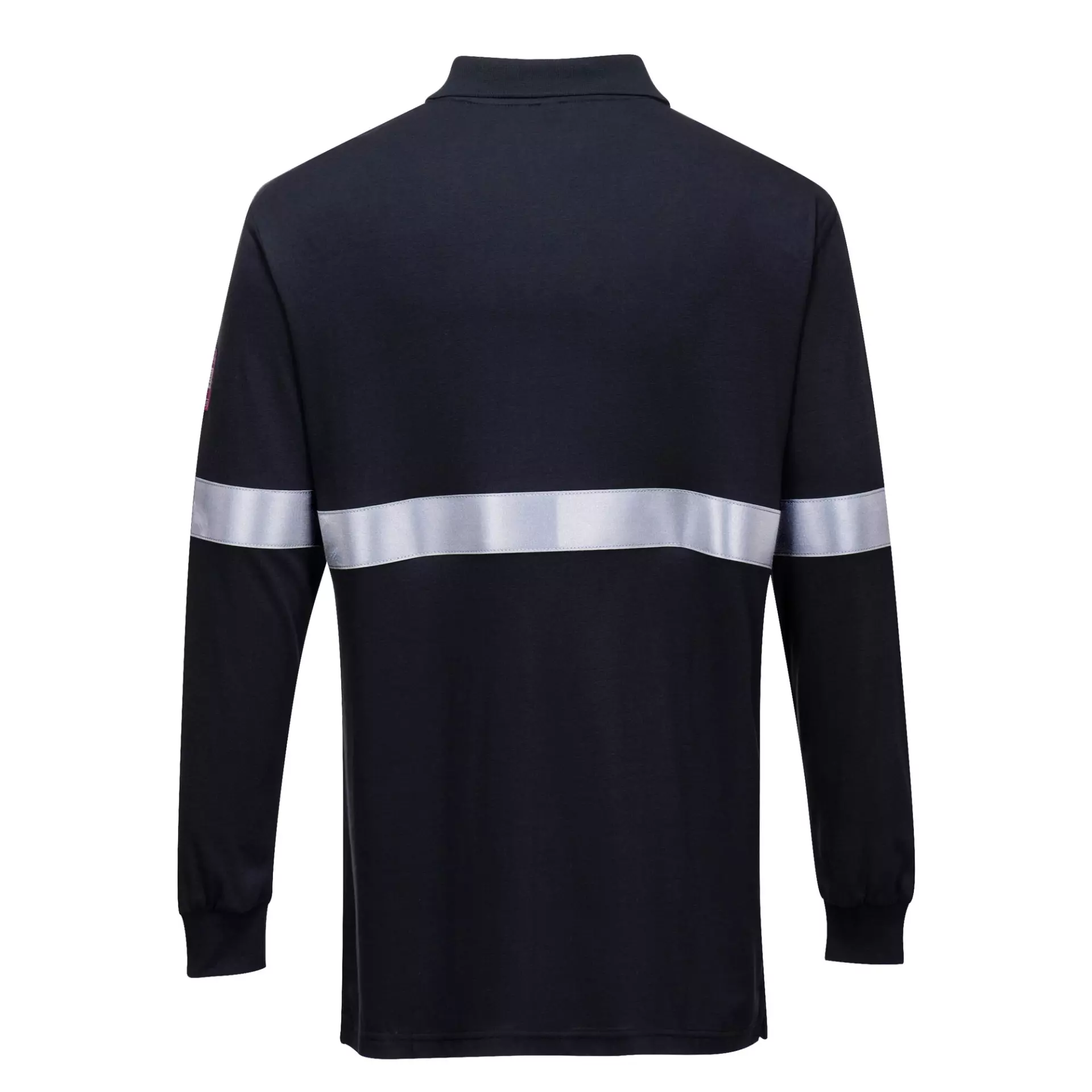 Portwest FR03NAR, Modaflame Knit Anti-Static FR Long Sleeve Reflective Tape Polo Shirt, Navy, image 2