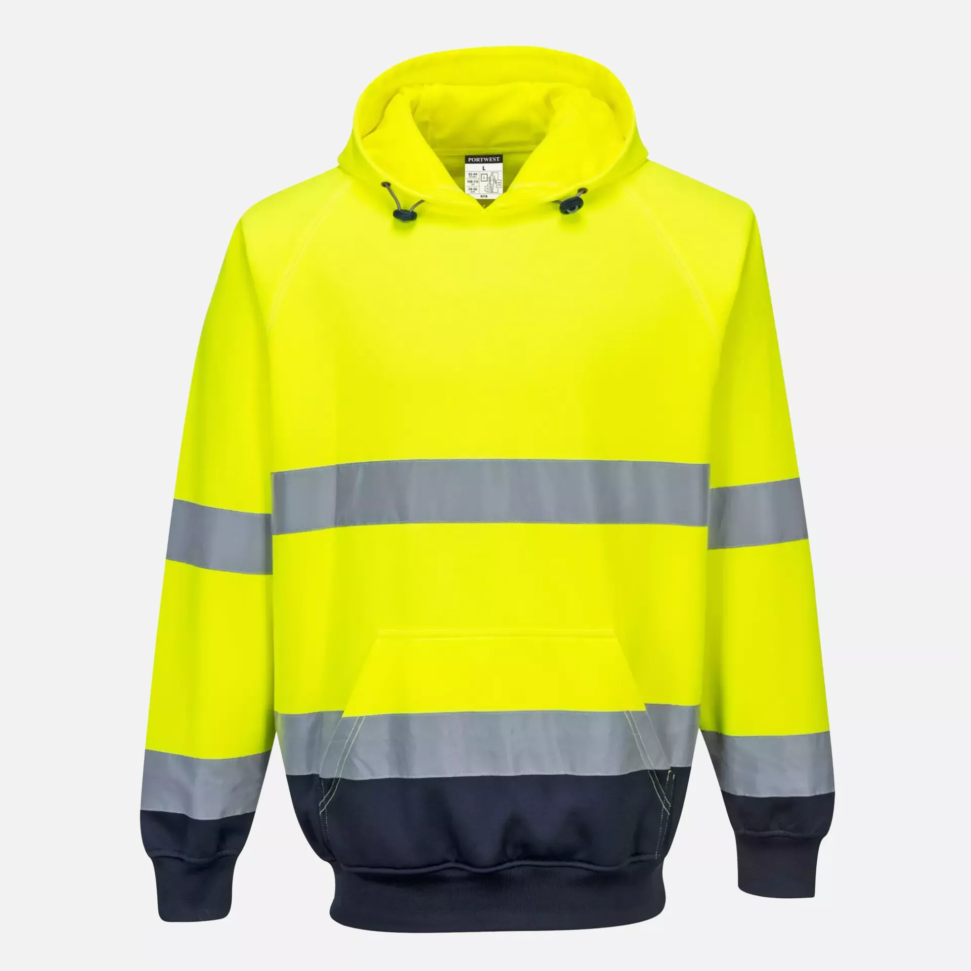Portwest B316YNR, Hi-Vis Contrast Hoodie, Yellow/Navy, image 1