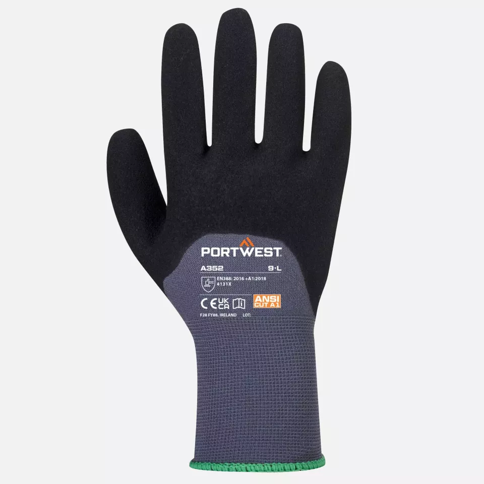 Portwest A352G8R, DermiFlex Ultra Glove, Grey/Black, image 1, gallery thumbnail