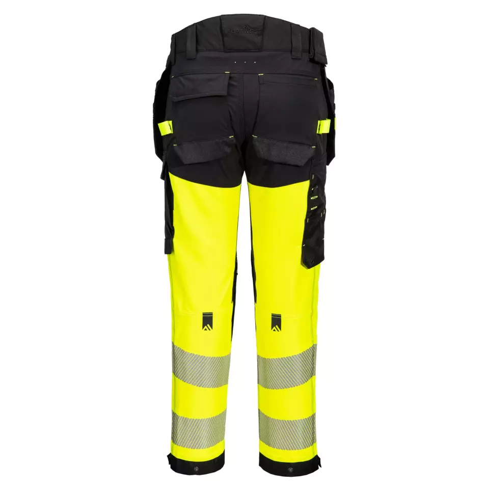 Portwest EV442YBT, EV4 Hi-Vis Stretch Detachable Holster Class 1 Trousers, Yellow/Black Tall, image 2, gallery thumbnail