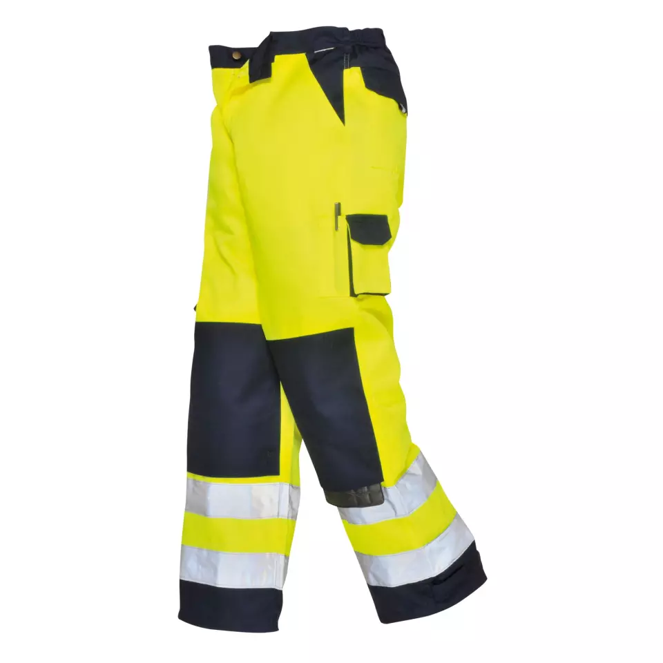 Portwest TX51YNR, Lyon Hi-Vis Contrast Work Trousers, Yellow/Navy, image 1, gallery thumbnail