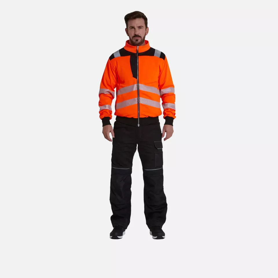 Portwest PW370OBR, PW3 Hi-Vis Zip Sweatshirt, Orange/Black, image 5, gallery thumbnail