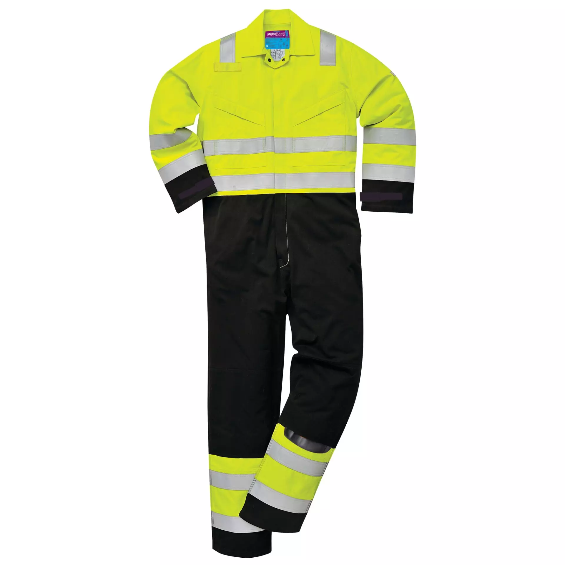 Portwest MV28YNR, Hi-Vis Modaflame Coverall, Yellow/Navy, image 2