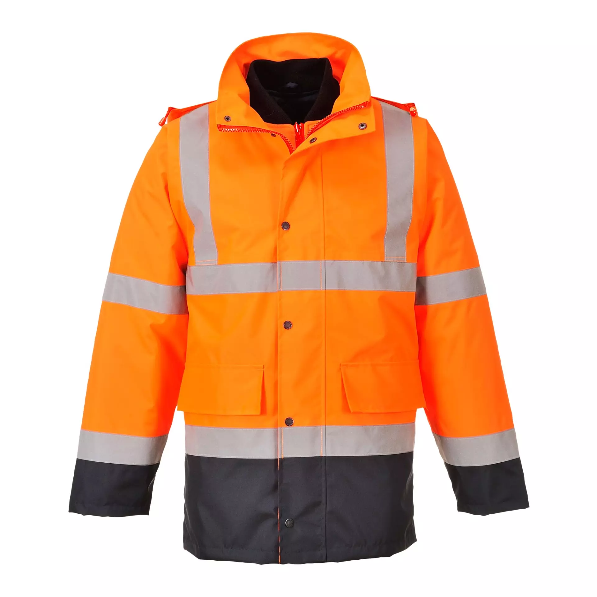 Portwest S471ONR, Hi-Vis 4-in-1 Contrast Traffic Jacket, Orange/Navy, image 6