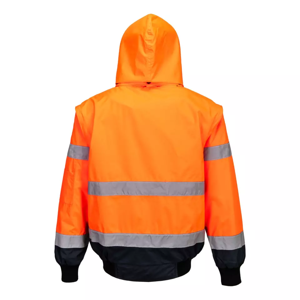 Portwest C465ONR, Hi-Vis 3-in-1 Contrast Bomber Jacket, Orange/Navy, image 2, gallery thumbnail