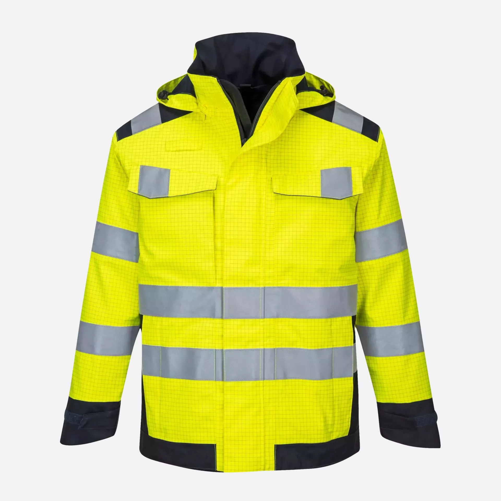 Portwest MV70YNR, Modaflame Rain Multi Norm Arc Jacket, Yellow/Navy, image 6