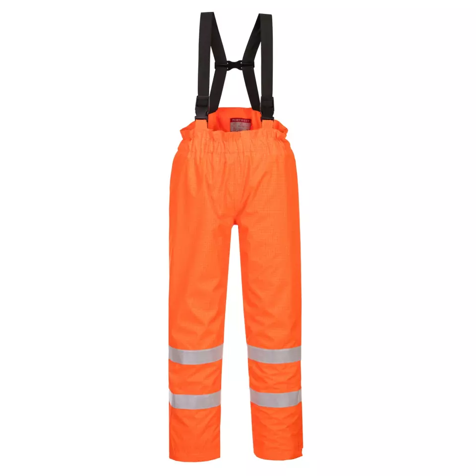 Portwest S781ORR, Bizflame Rain Lined Hi-Vis Antistatic FR Trousers, Orange, image 1, gallery thumbnail