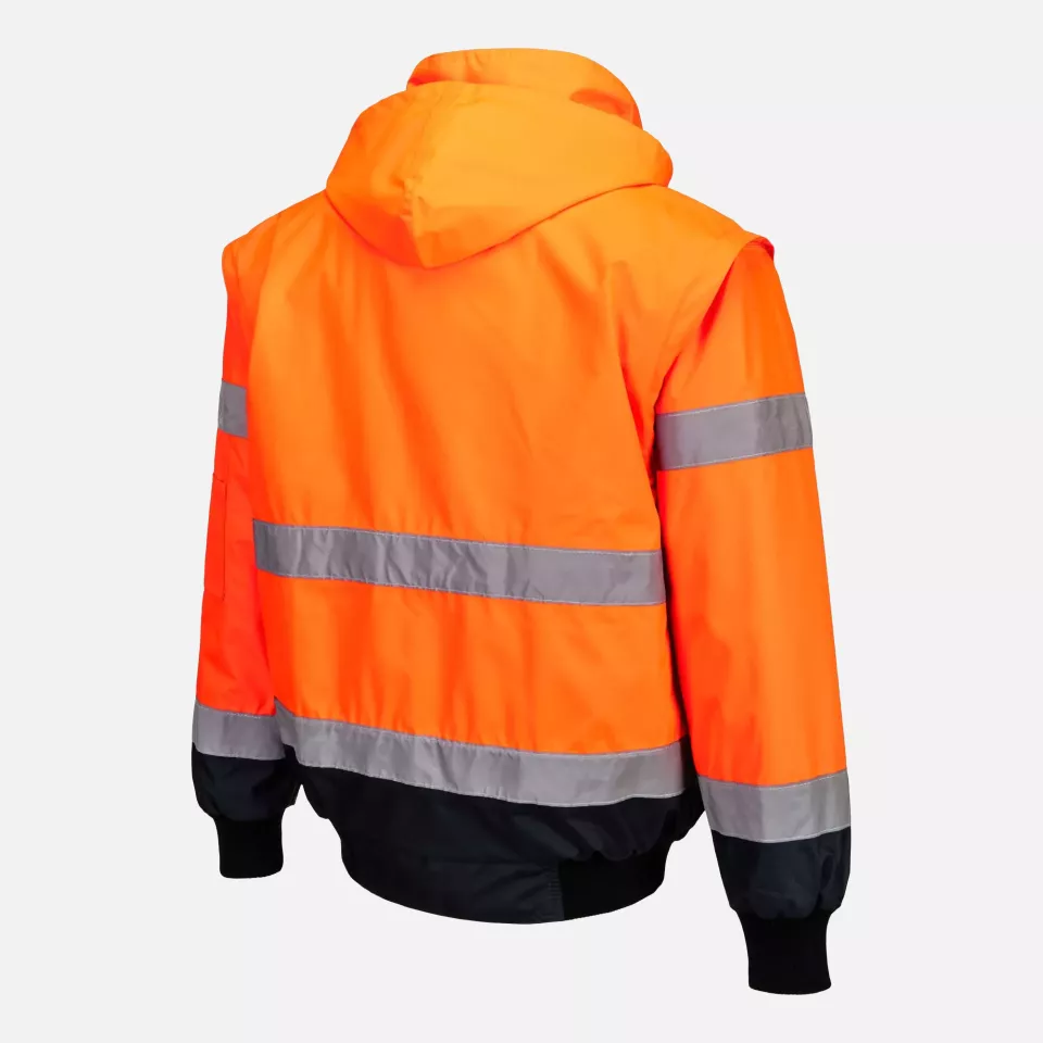 Portwest C465ONR, Hi-Vis 3-in-1 Contrast Bomber Jacket, Orange/Navy, image 10, gallery thumbnail