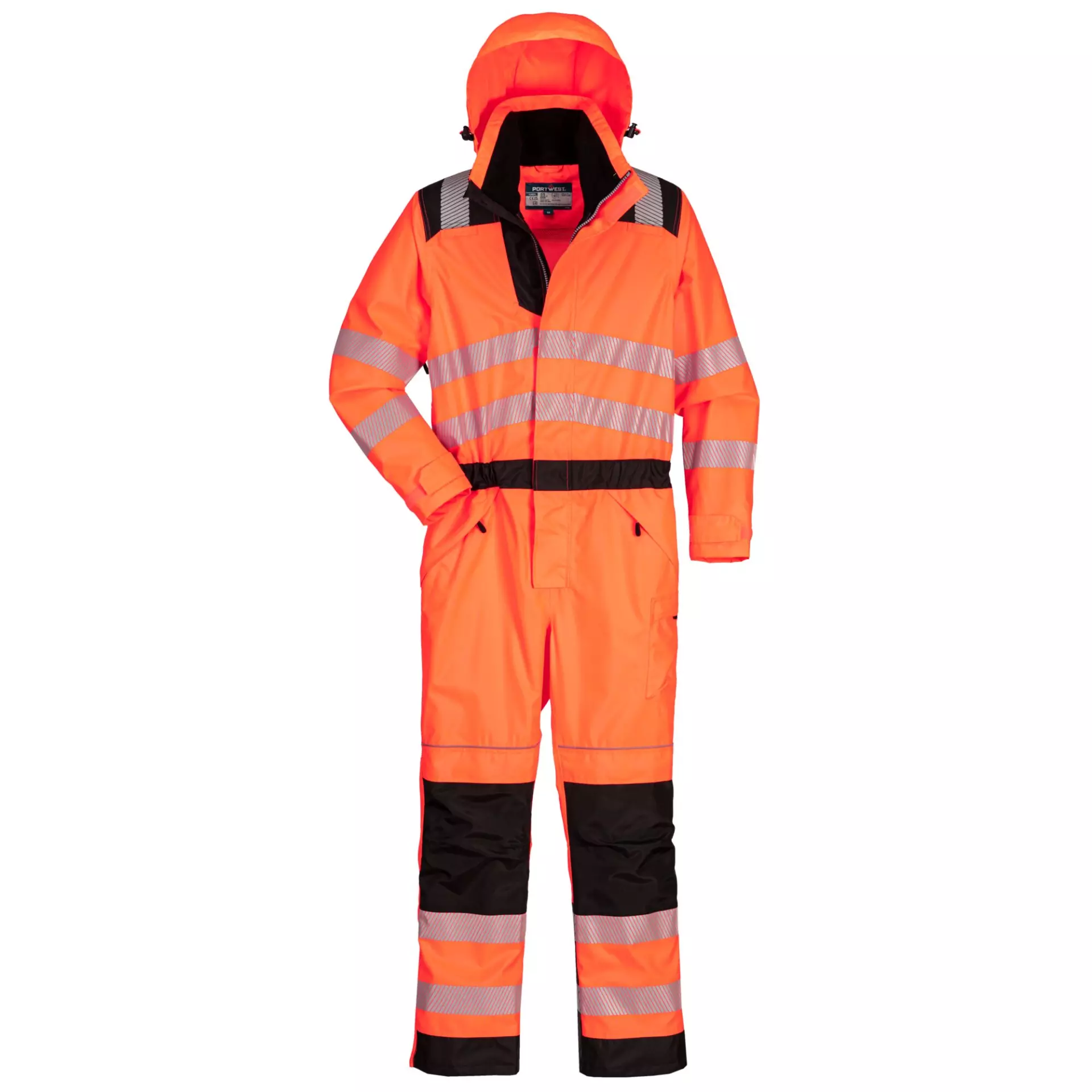 Portwest PW355OBR, PW3 Hi-Vis Rain Coverall, Orange/Black, image 3