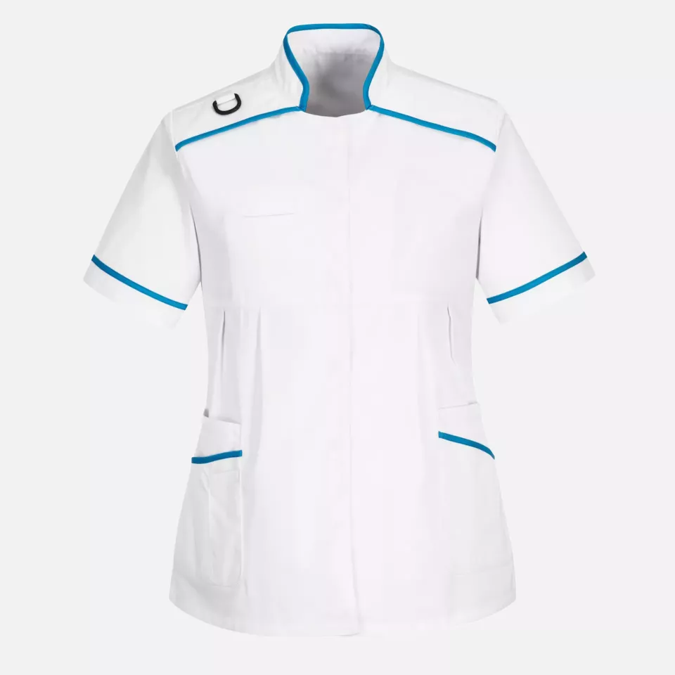 Portwest LW22WAR, Medical Maternity Tunic, White/Aqua, image 1, gallery thumbnail