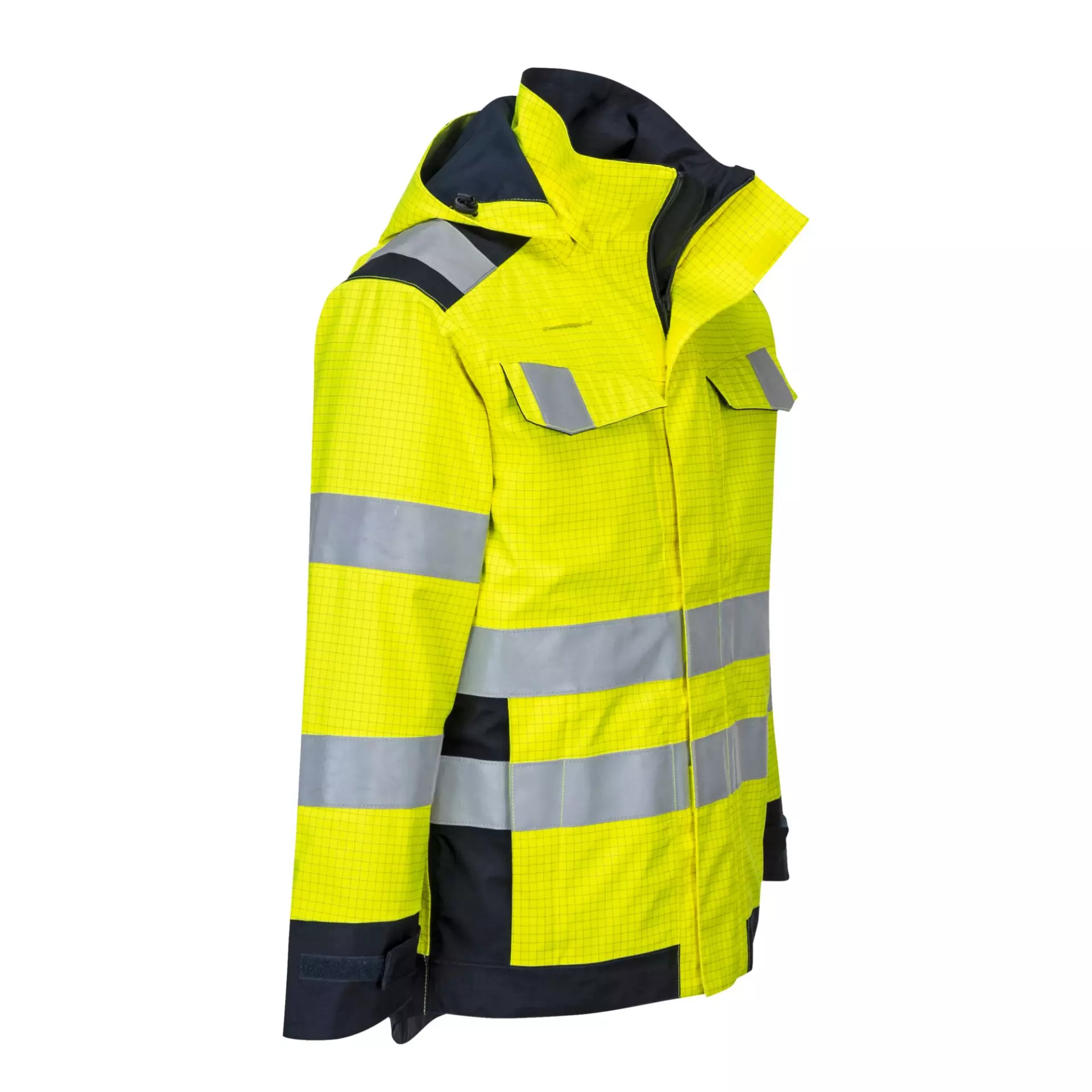 Portwest MV70YNR, Modaflame Rain Multi Norm Arc Jacket, Yellow/Navy, image 5