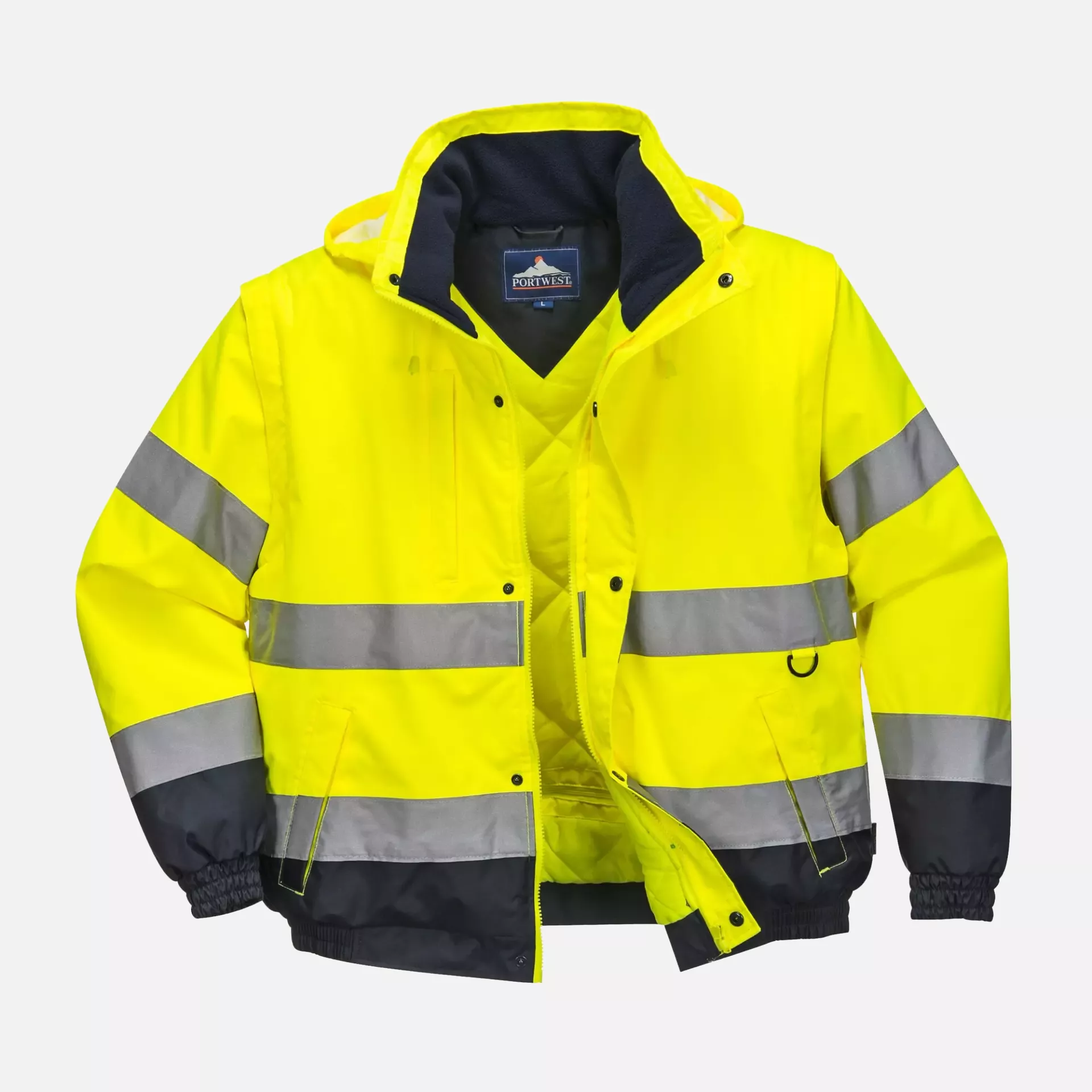 Portwest C468YER, Hi-Vis 2-in-1 Contrast Bomber Jacket, Yellow, image 5
