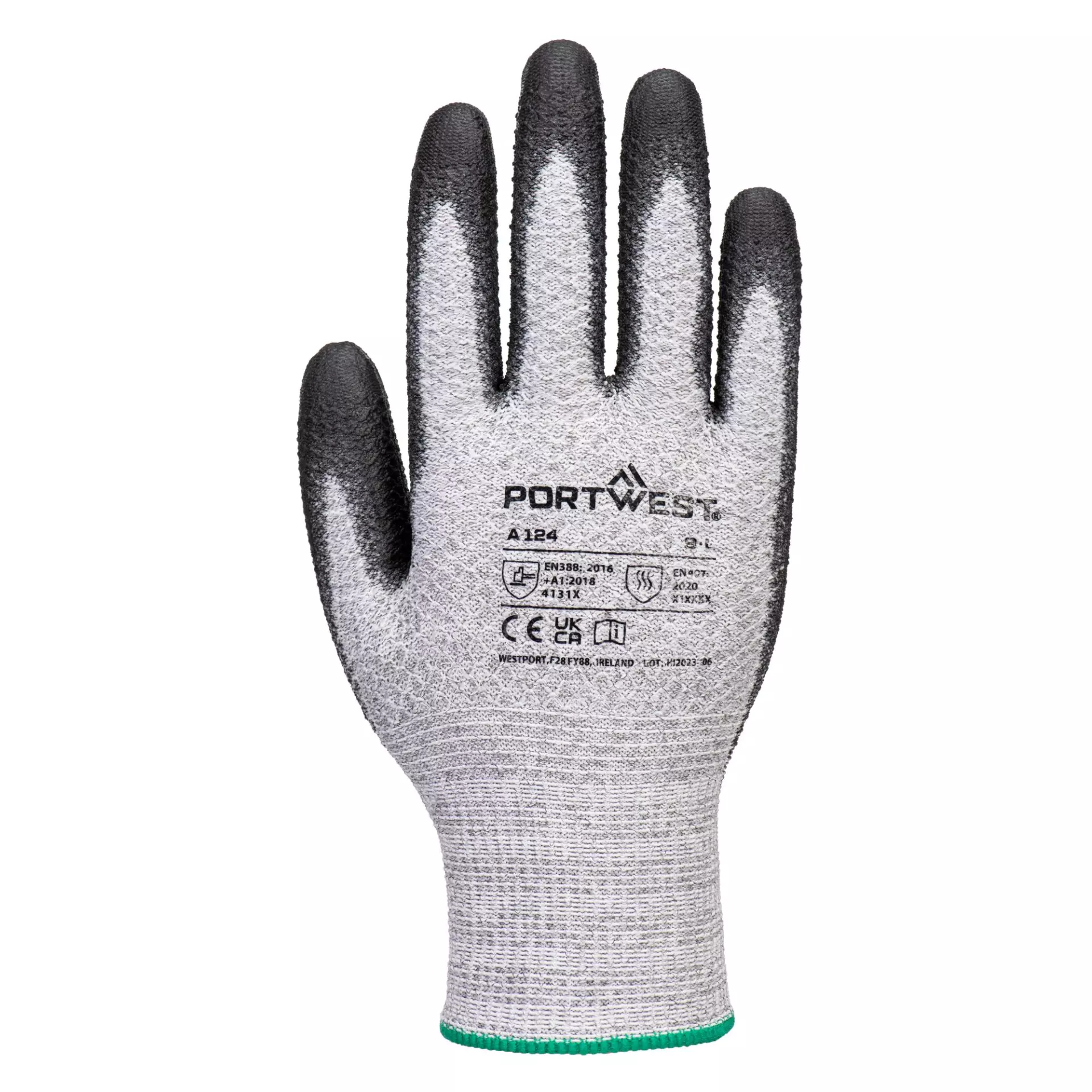 Portwest A124G8R, Grip 13 PU Diamond Knit Glove, Grey/Black, image 1