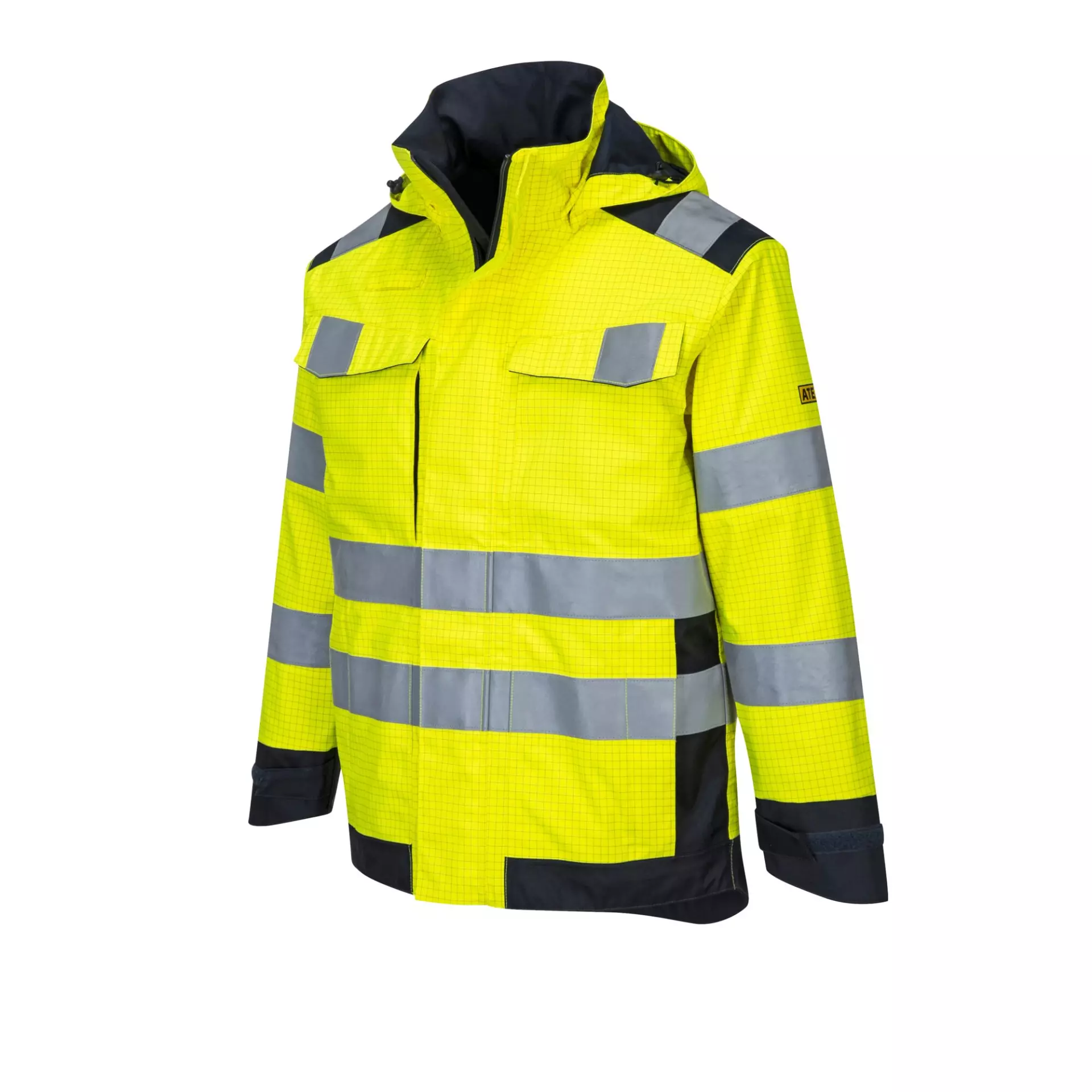 Portwest MV70YNR, Modaflame Rain Multi Norm Arc Jacket, Yellow/Navy, image 4