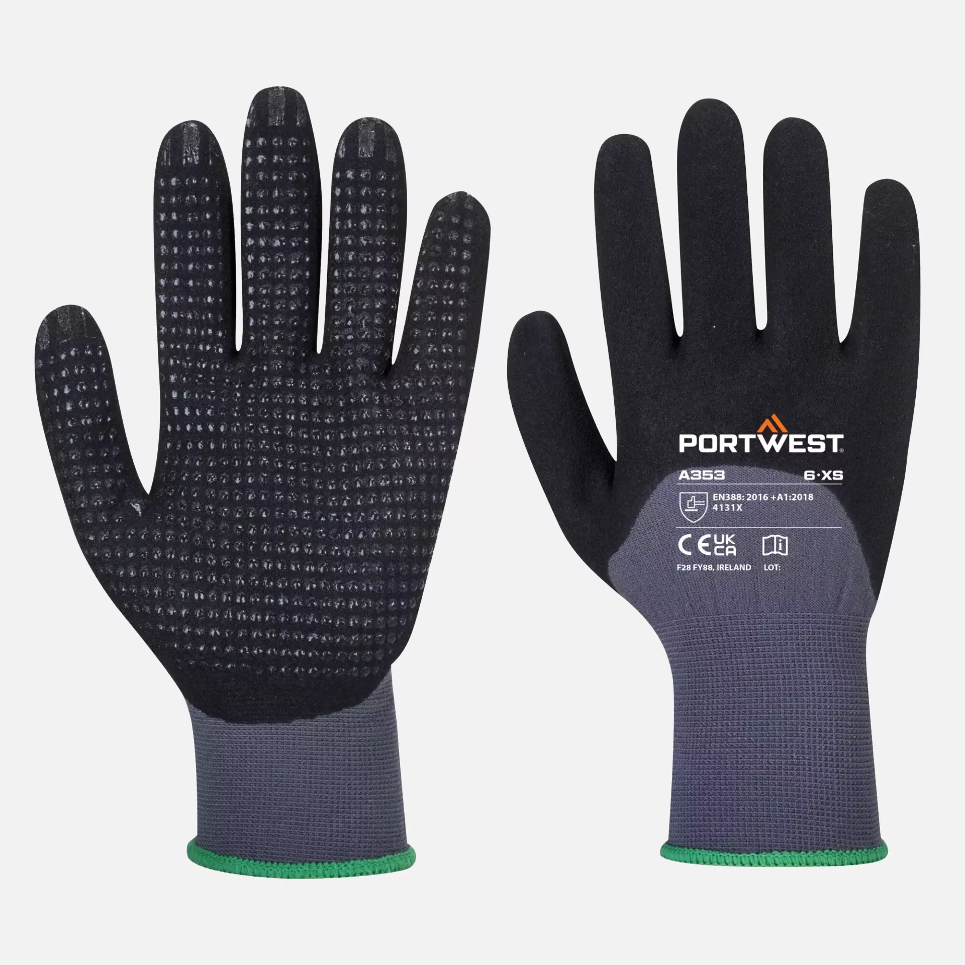 Portwest A353G8R, DermiFlex Ultra Plus Glove, Grey/Black, image 3