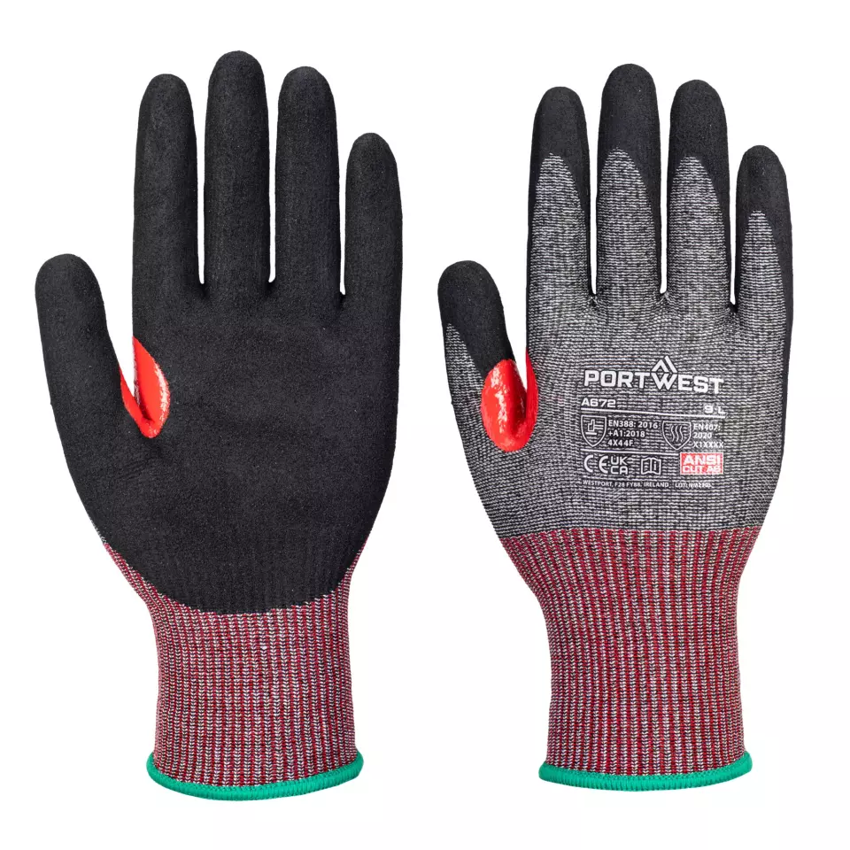 Portwest A672K8R, CS Cut F13 Nitrile Glove, Black, image 3, gallery thumbnail