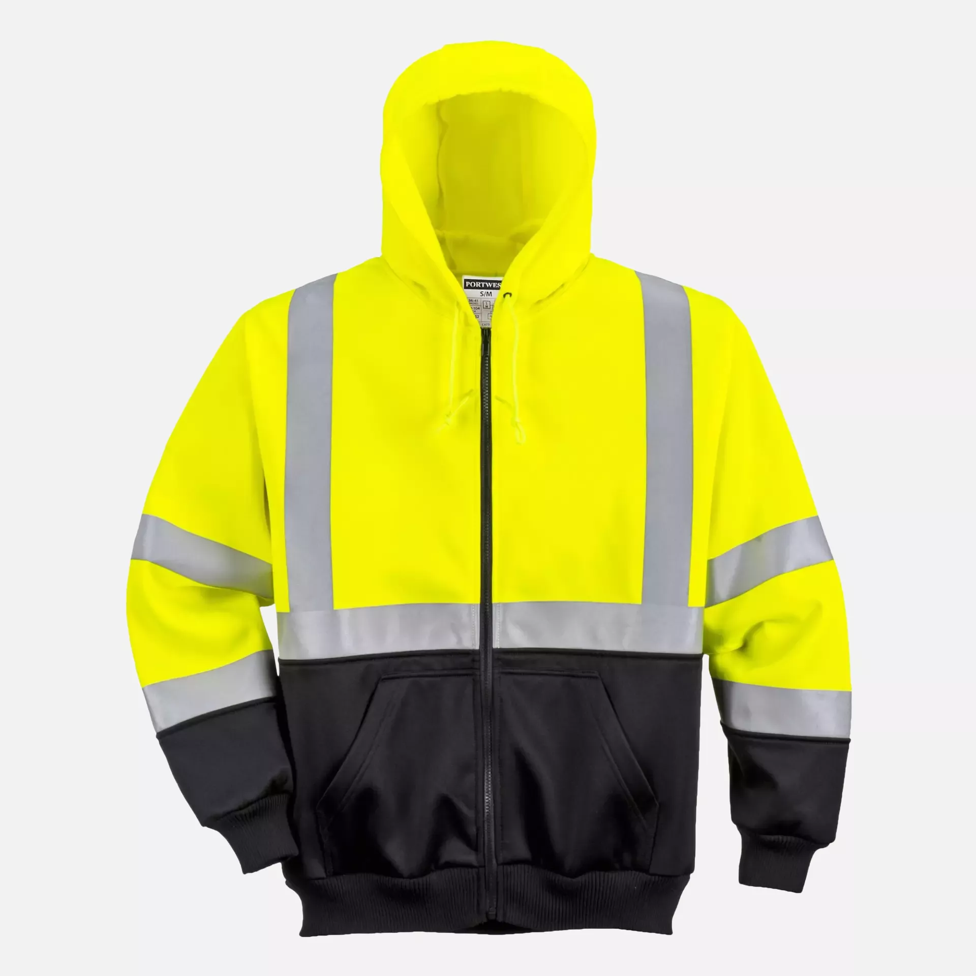 Portwest B315YBR, Hi-Vis Contrast Zipped Hoodie, Yellow/Black, image 4