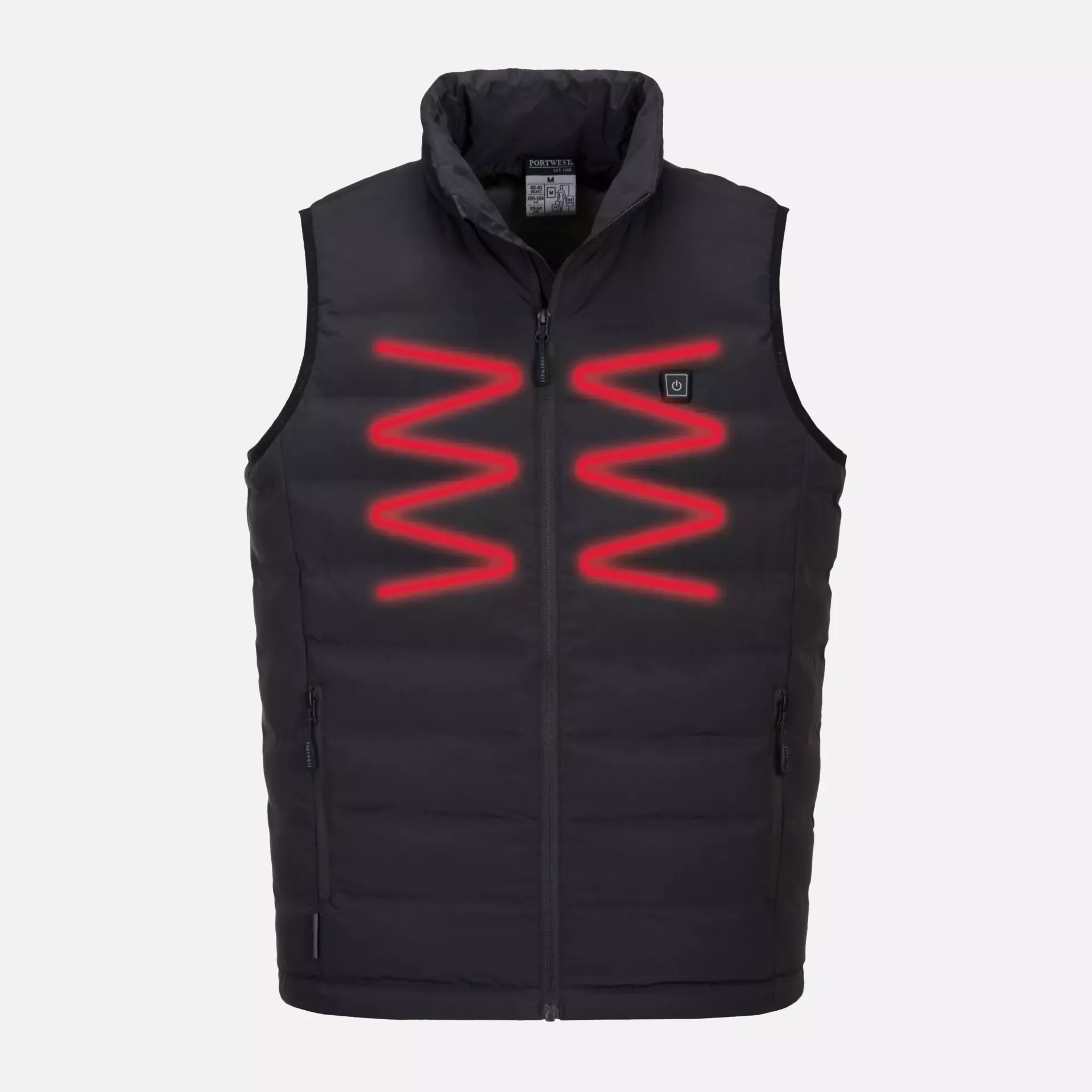 Portwest S549BKR, Ultrasonic Heated Tunnel Bodywarmer, Black, image 2