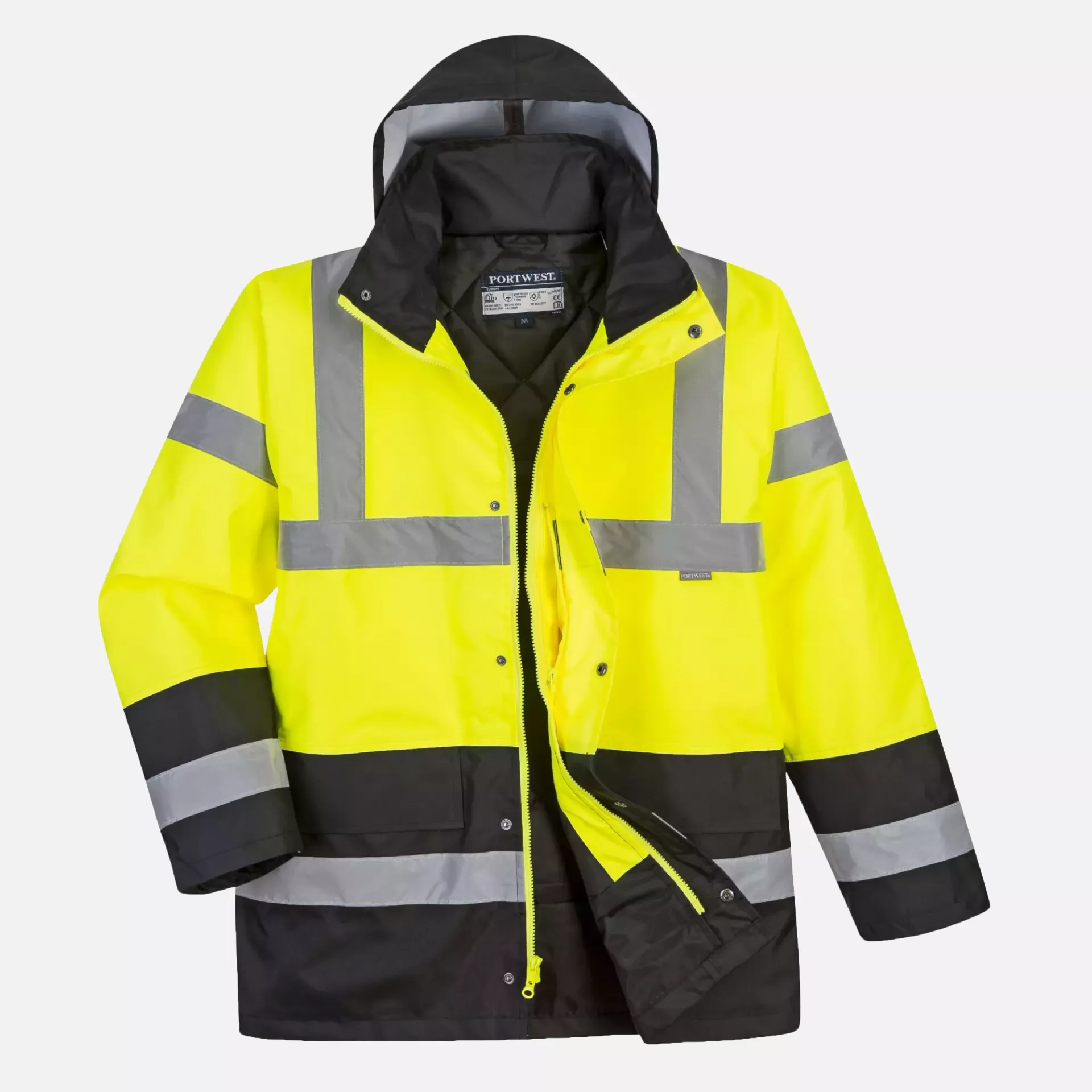 Portwest S466YBR, Hi-Vis Contrast Winter Traffic Jacket, Yellow/Black, image 2