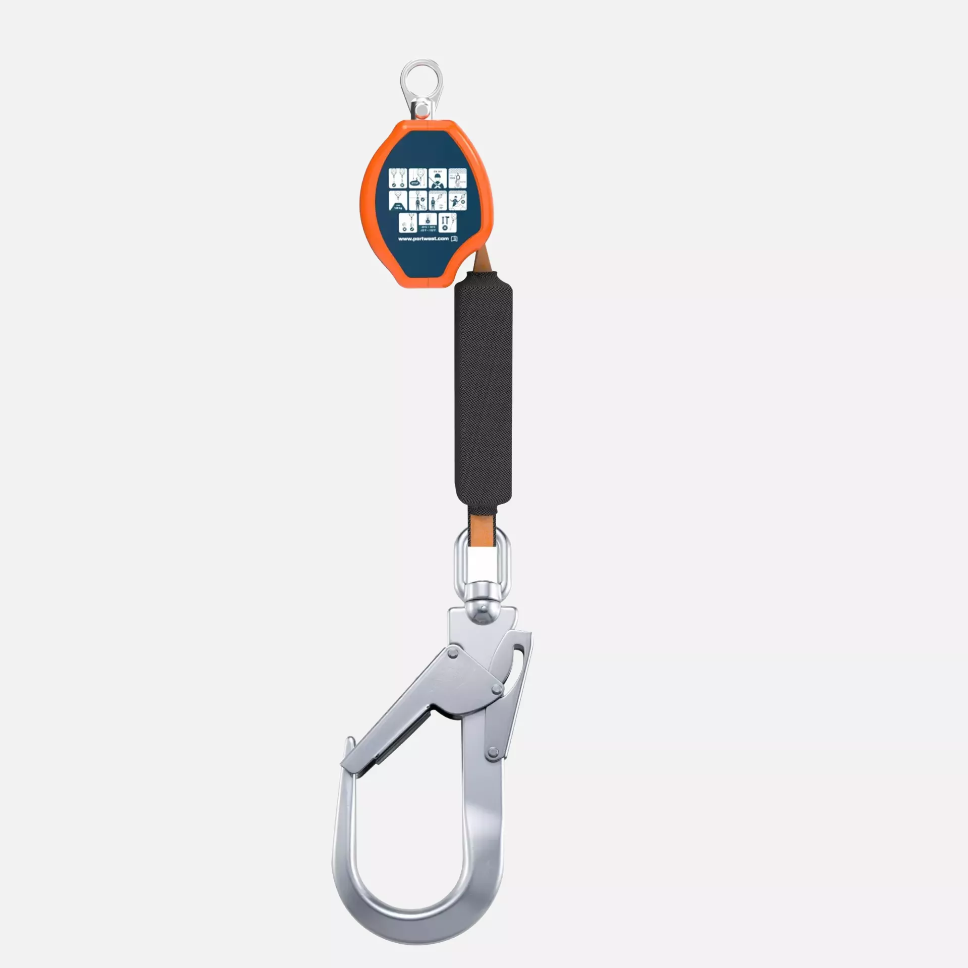 Portwest FP80O8R, 2m Self Retract Lifeline 140kg, Orange/Black, image 2