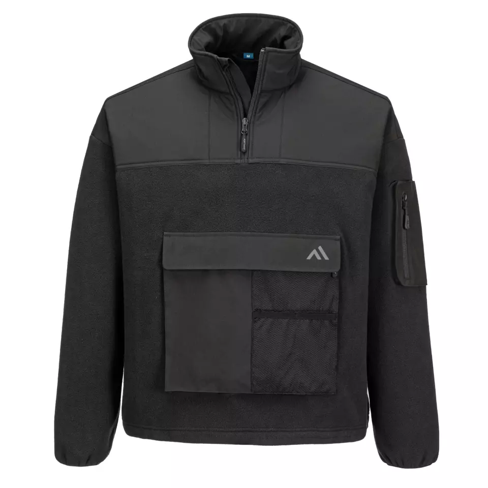 Portwest KX378BKR, KX3 1/4 Zip Fleece, Black, image 1, gallery thumbnail