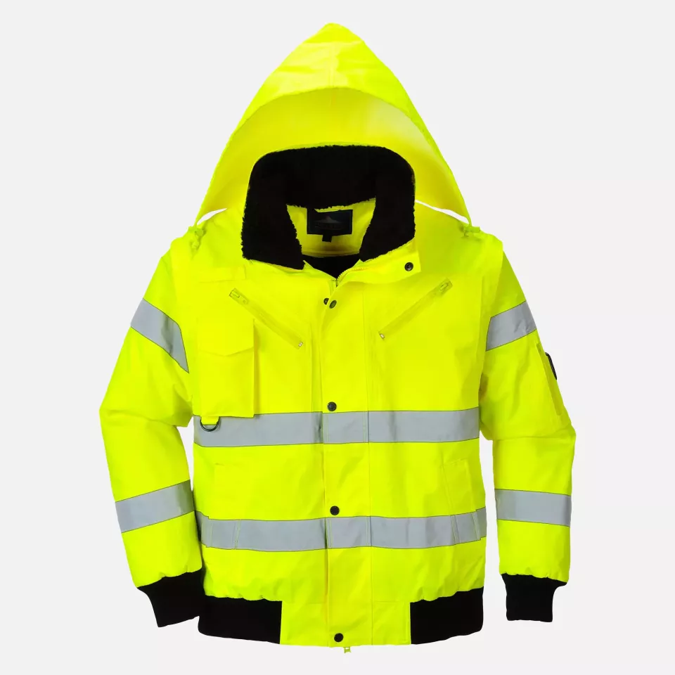 Portwest C467YER, Hi-Vis 3-in-1 Bomber Jacket, Yellow, image 6, gallery thumbnail