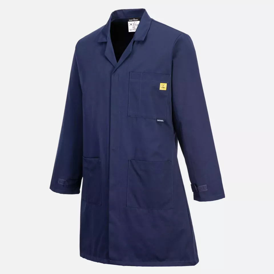 Portwest AS10NAR, Anti-Static ESD Coat, Navy, image 3, gallery thumbnail
