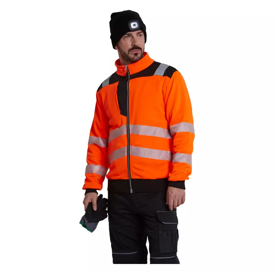 Portwest PW370OBR, PW3 Hi-Vis Zip Sweatshirt, Orange/Black, image 8, gallery thumbnail