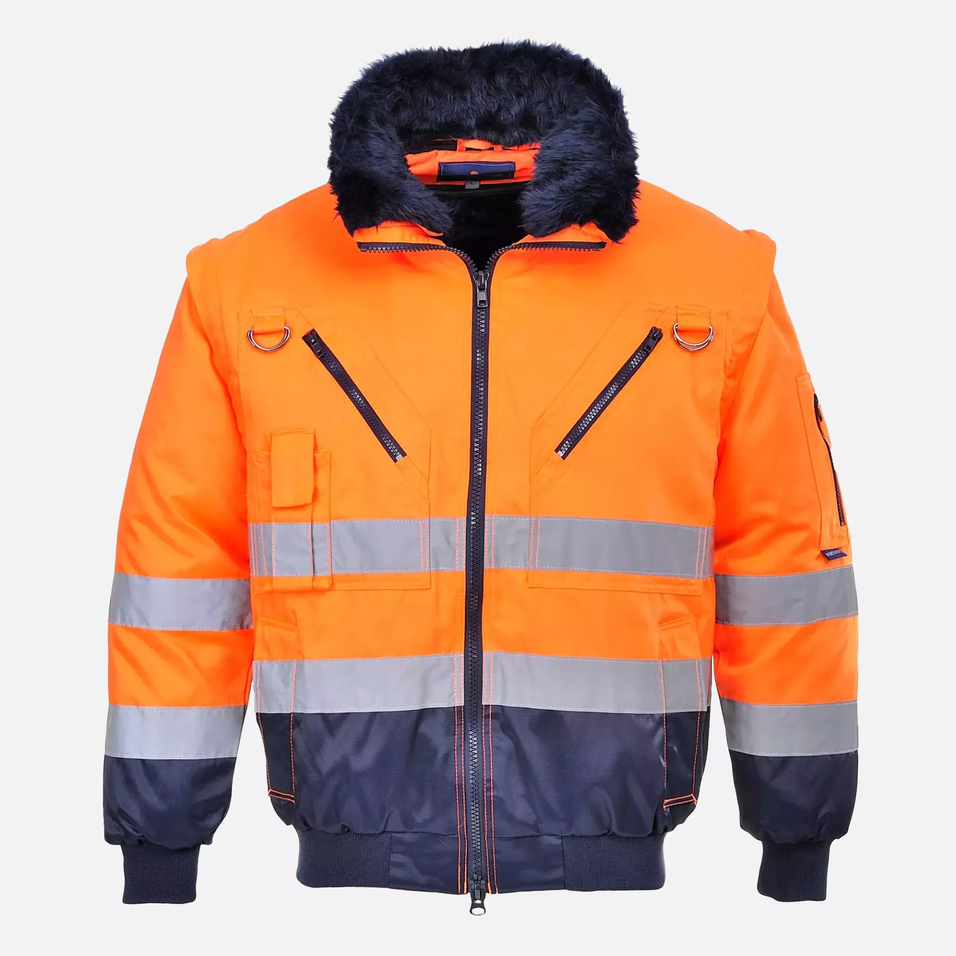 Portwest PJ50ONR, Hi-Vis 3-in-1 Contrast Pilot Jacket, Orange/Navy, image 2