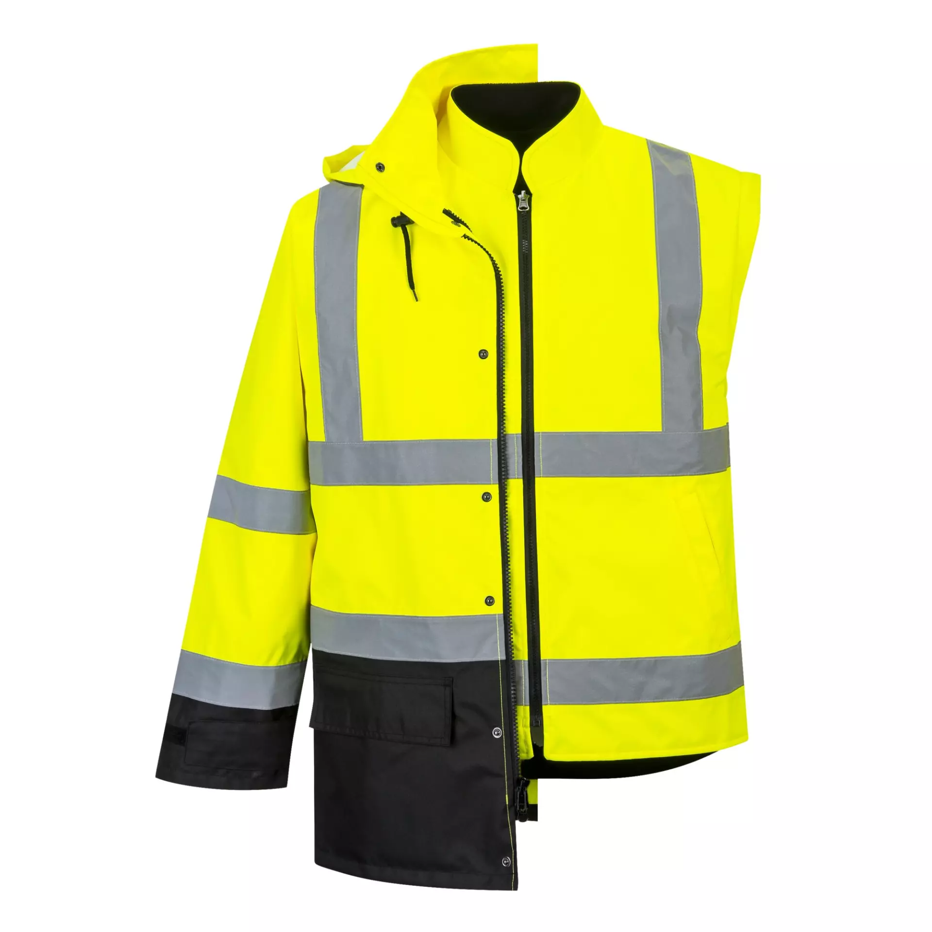 Portwest S768YBR, Warnschutz 5-in-1 Kontrast Executive Jacke, Gelb/Schwarz, image 6