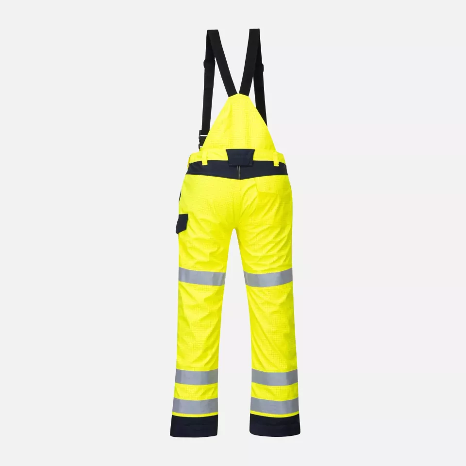Portwest MV71YNR, Modaflame Rain Multi Norm Arc Trousers, Yellow/Navy, image 2, gallery thumbnail