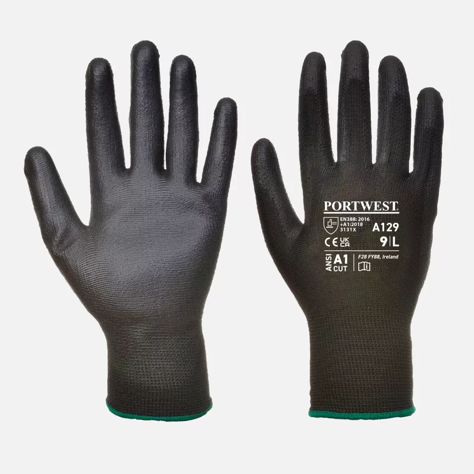 Portwest A129BKR, PU Palm Glove - Carton, Black, image 1, gallery thumbnail