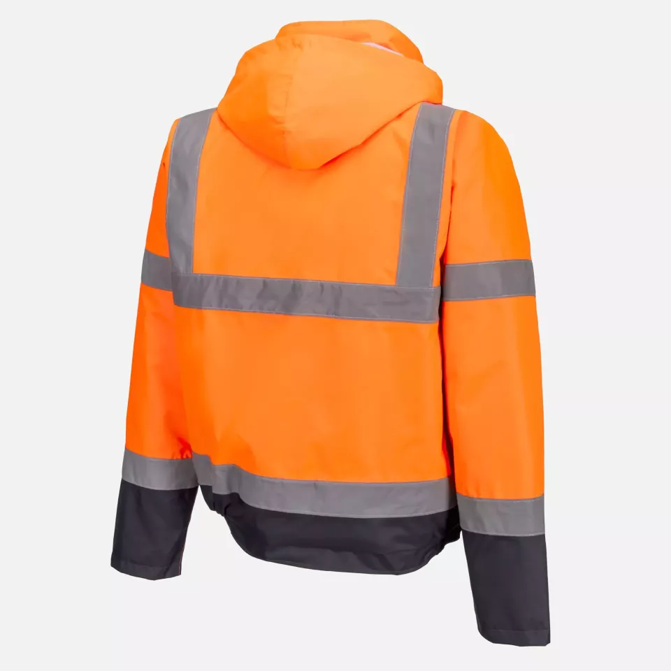 Portwest S266ONR, Hi-Vis Contrast Winter Bomber Jacket, Orange/Navy, image 3, gallery thumbnail