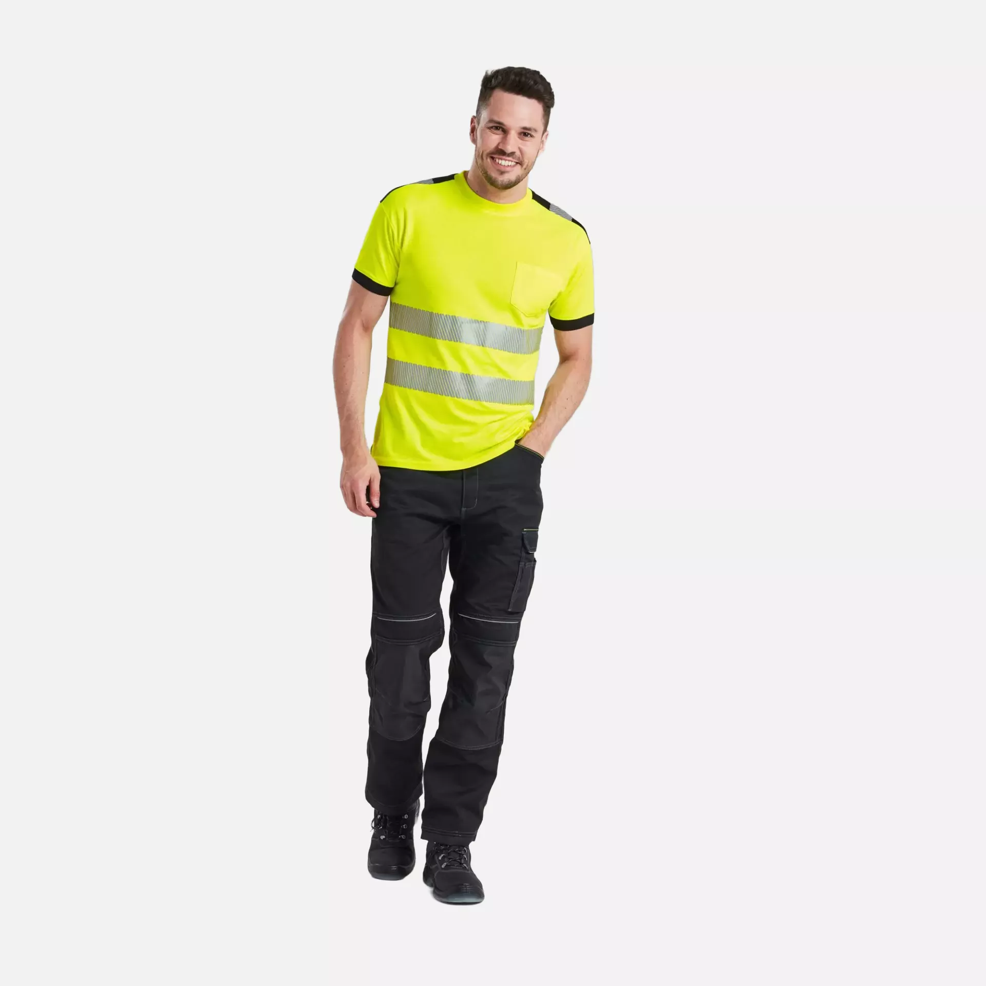 Portwest T181YBR, PW3 Hi-Vis Cotton Comfort T-Shirt S/S, Yellow/Black, image 3