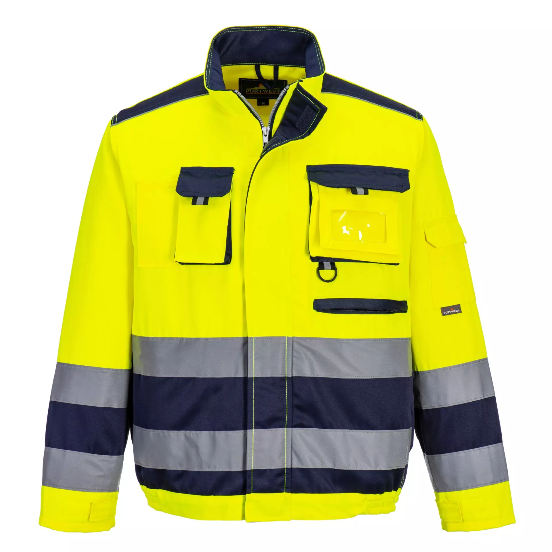 Portwest TX50YNR, Lille Hi-Vis Contrast Bomber Jacket, Yellow/Navy, image 1