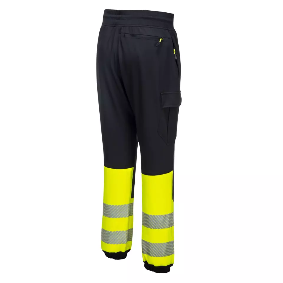 Portwest KX341KYR, PW3 Hi-Vis Flexi Class 1 Jogger, Black/Yellow, image 3, gallery thumbnail