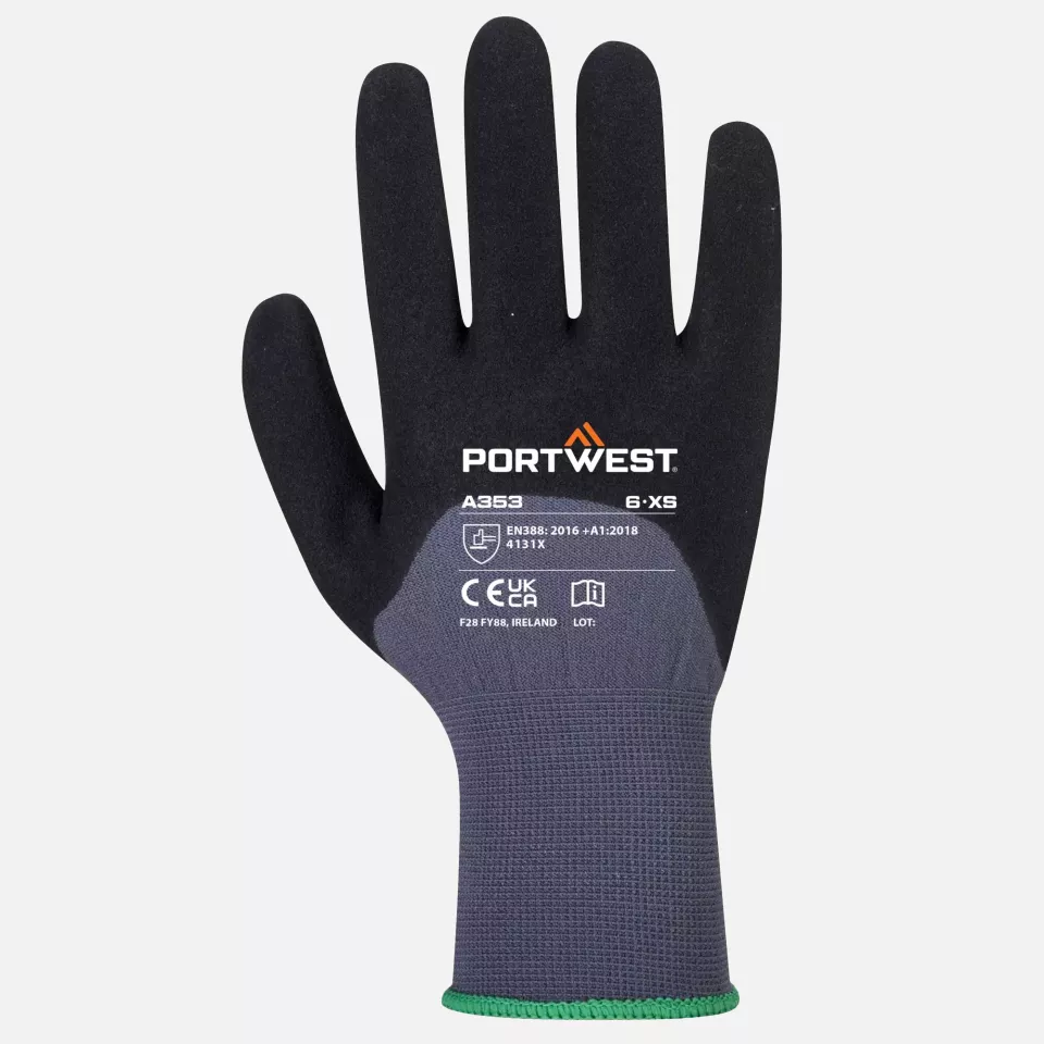 Portwest A353G8R, DermiFlex Ultra Plus Glove, Grey/Black, image 1, gallery thumbnail