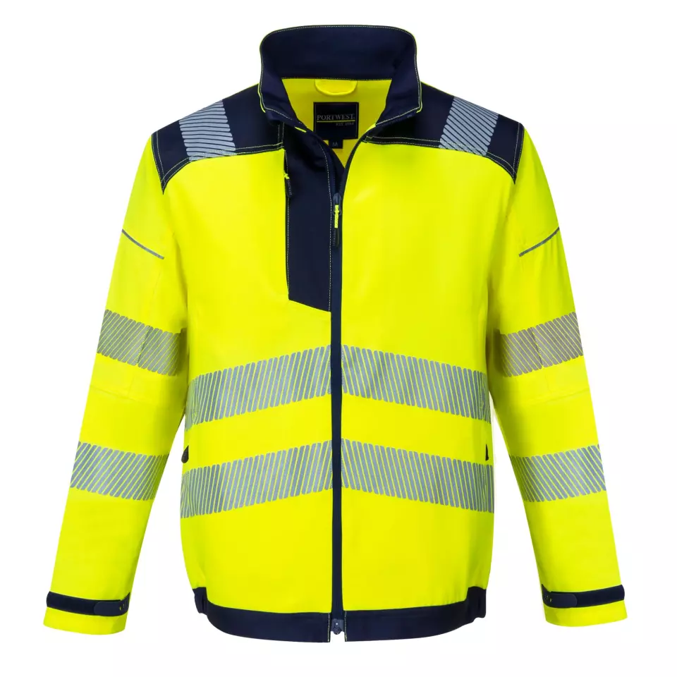 Portwest T500YNR, PW3 Hi-Vis Work Jacket, Yellow/Navy