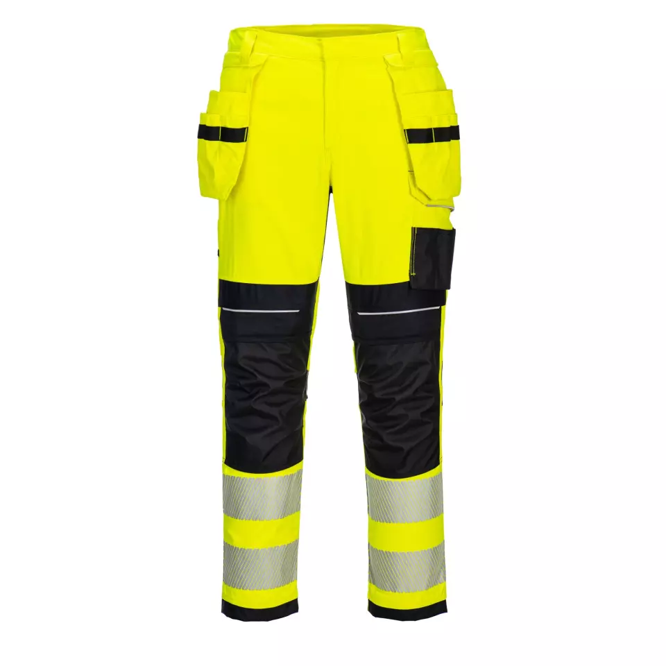 Portwest FR407YBR, PW3 FR Modaflame Hi-Vis Holster Trousers, Yellow/Black, image 1, gallery thumbnail